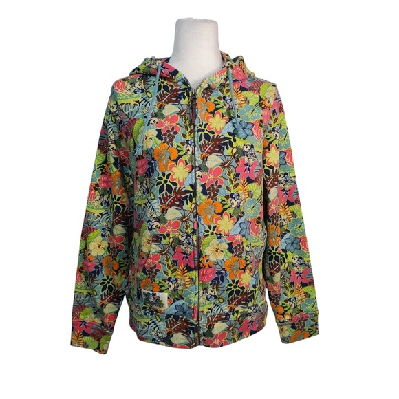 Disney Tops - Disney World‎ Minnie Mouse Tropical Full Hawaiian Maximalist Hula Zip Hoodie XL